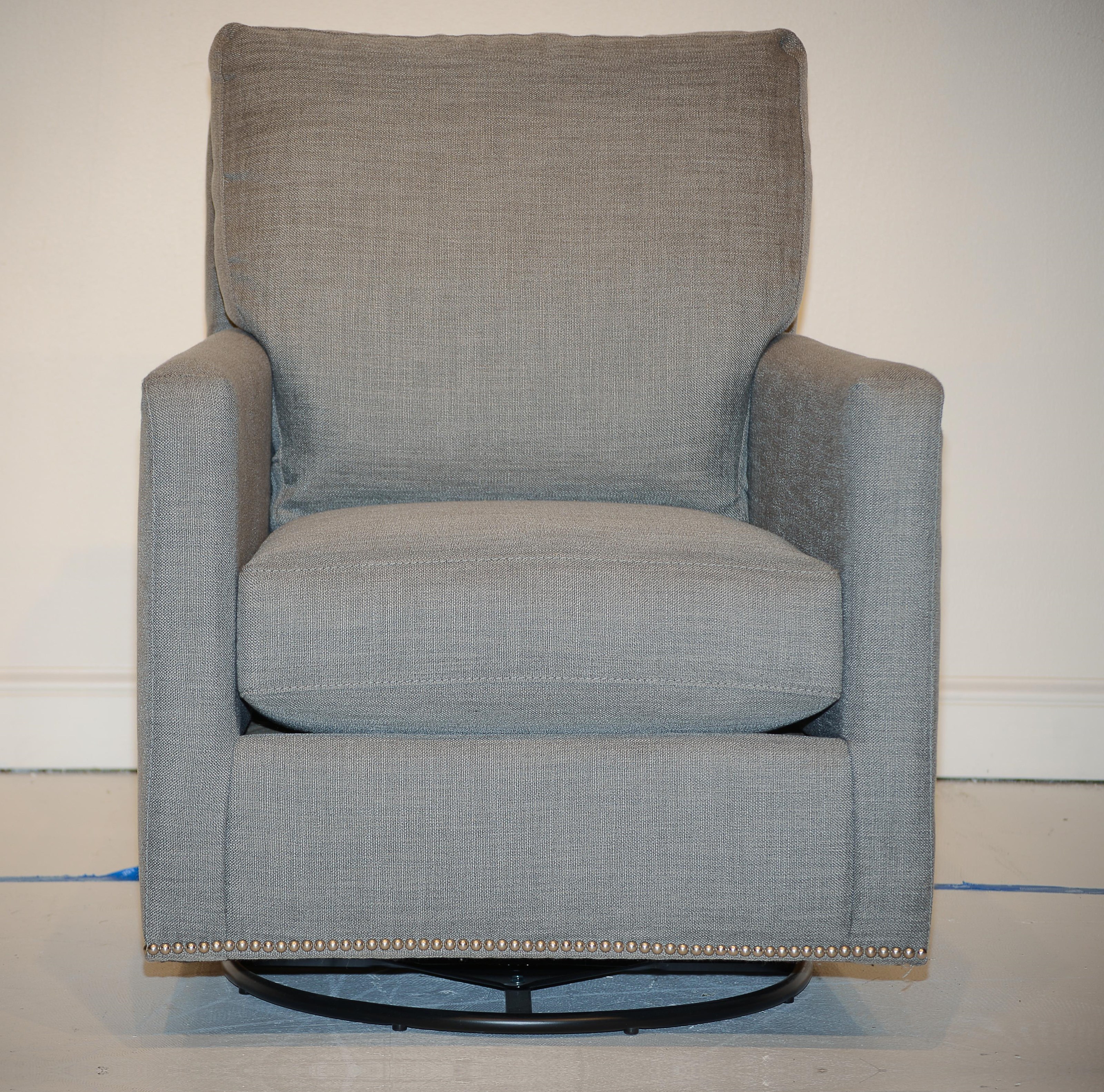 Trent gray chenille clearance recliner with nailhead trim